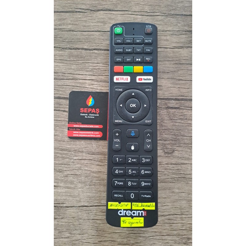 ANDROID TV UYUMLU SES KOMUTLU UYDU KUMANDASI* DREAMSTAR