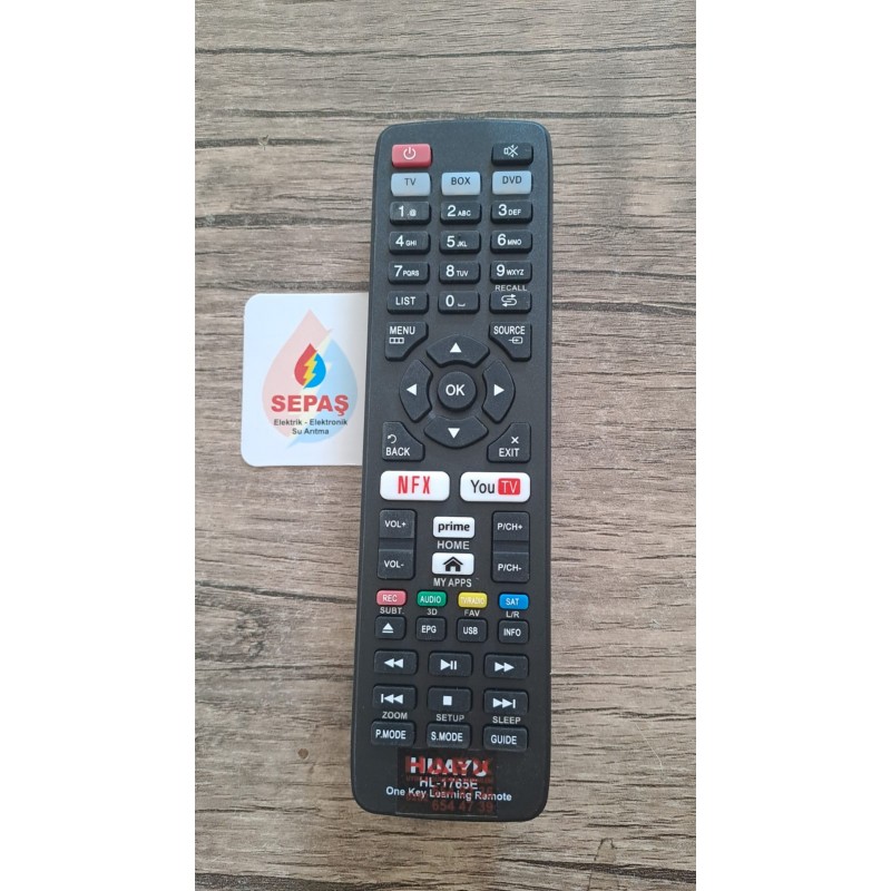 Huayu HL-1765E Prime Video Youtube Netflix Tuşlu TV-Uydu-DVD Öğrenebilen Akıllı Kumanda